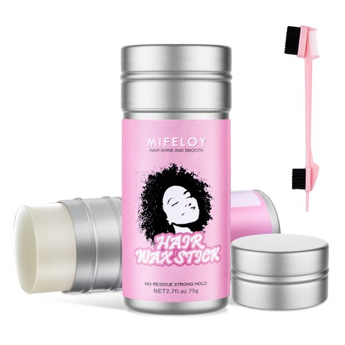 Pomade Taming Stick for Smoothing Frizzy Hair and Flyaways, Long Lasting Styling Cream Gel, Women's Slick Back Hair Glue, 5 In 1 Edge Control Brush for Wigs and Bed Head Styling