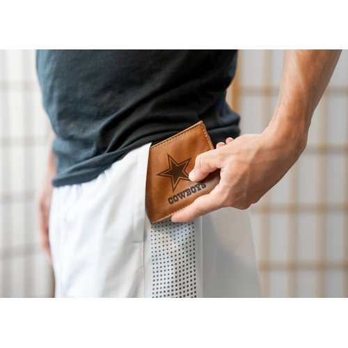 Rico Industries Laser Engraved Billfold Unisex Leather Wallet, Dallas Cowboys Brown