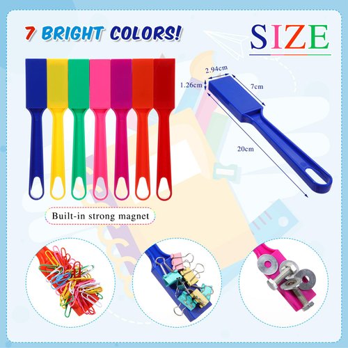 Sanwuta 7 Colors Magnetic Bingo Wands and 200 Metal Translucent Chips Easy to Pick up Bingo Chips Stem Kits for Science Learning Counting Magnetic Bingo Chips Set for Family Game Night Activities
