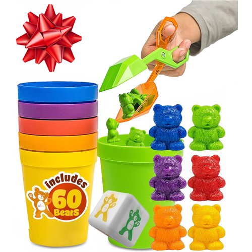 Skoolzy Rainbow Stacking Cups 6 Piece Set - Color Sorting Toys for Toddlers Primary Matching Fine Motor Skills Color Recognition for Montessori Preschoolers Toddler Activities Primary for Kids