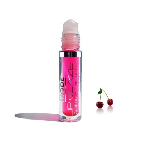 MODE Lip Glaze Flavored Lip Gloss Yummy CHERRY Flavor Roll On Sweet Wet Nourising Shine, Hydrating Moisturizing Natural Skincare Fruit Oils, Cruelty Free, Vegan, Made in NY