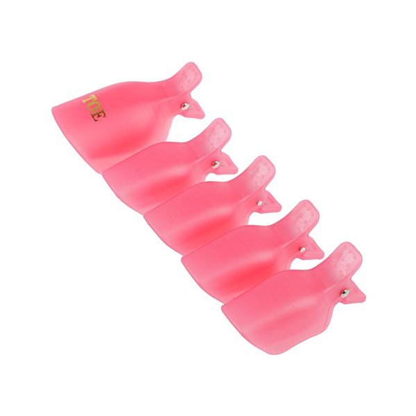 Yimart Pack of 10 Reusable Plastic Toenail Nail Art Soak Off Cap Clip UV Gel Polish Remover Wrap Tool (Pink)