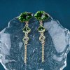 Sttiafay Vintage Green Lotus Leaf Earrings Lotus Leaf Drop Earrings Gold Long Leaf Tassel Earrings Green Flower Stud Earrings Jewelry for Women