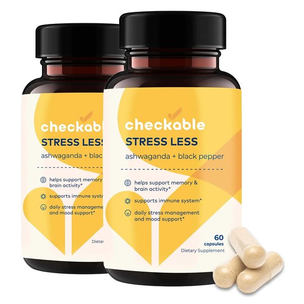 Checkable® Ashwagandha Supplements - Naturally Supports Improvement for Mood, Immune Health, Memory, and Focus - 1310 mg of Organic Ashwagandha and Black Pepper - 120 Capsules