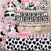 120PCS Cow Birthday Party Decorations, Cow Print Birthday Decorations Include Pink Cow Balloon Garland Arch Tablecloth Banner Toppers Balloons for Cow Themed Birthday Party Supplies