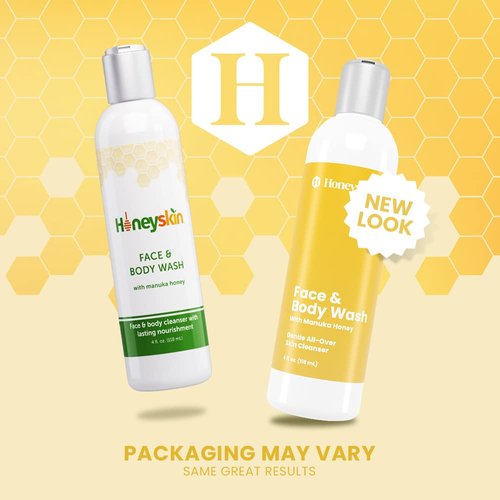 Face and Body Wash Moisturizer for Acne and Sensitive Skin Body Wash with Manuka Honey - Hydrating Facial Cleanser for Dry and Sensitive Skin and Anti-Aging Skincare for Men and Women (4oz)