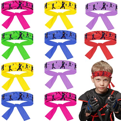 ZOIIWA Karate Headbands - 24Pcs Karate Themed Party Favors for Kids Boys Girls Birthday Party Supplies in 6 Vibrant Colors, Fabric, Adjustable Size, Great for Costumes, Decorations, and Gifts