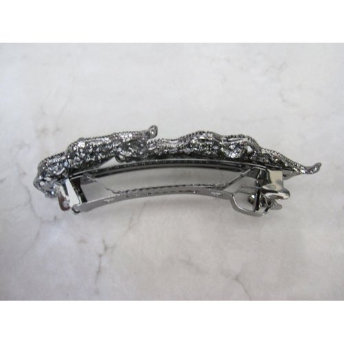 Generic Blue gray silver two leaf crystal hair clip barrette bridal hair clip