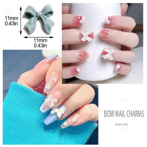 200 Pcs Bow Nail Charms Colorful 3D Bowknot Nail Art Accessories for Acrylic Nails Cute Resin Butterfly DIY Manicure Decoration Tips, Nail Art Crafts