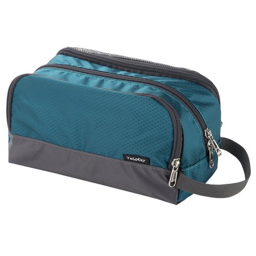 Yeiotsy Small Wash Bag, Ultra-thin Travel Shaving Kit Mesh Toiletry Bag Toiletry Organizer Dopp Bag for Outdoors (Emerald Green)