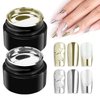 Makartt Chrome Gel Nail Polish Set: Metallic Gel Nail Polish, Silver and Gold 3D Metal Painting Gel for Nail Art Soak off UV/LED Glossy Mirror Effect Nail Glue Gel for Home Salon DIY Manicure（2pcs）