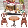 Dollhouse Dining Table Chair Set, Birch Alloy Doll House Furniture Accessories Exquisite Carving Nostalgic for DIY