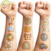 96PCS Groovy 70s Temporary Tattoos Birthday Party Decorations Favors Flower Power Good Vibes Retro Cute Tattoos Sticker Gift for Kids Boys and Girls, Prizes Themed Baby Shower Supplies