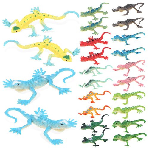 JOINPAYA 24pcs Lizard Figurine Bulk: Fake Lizard Colorful Simulation Lizards for Halloween April Fool's Day Pranks Novelty Party Favors 2.2in