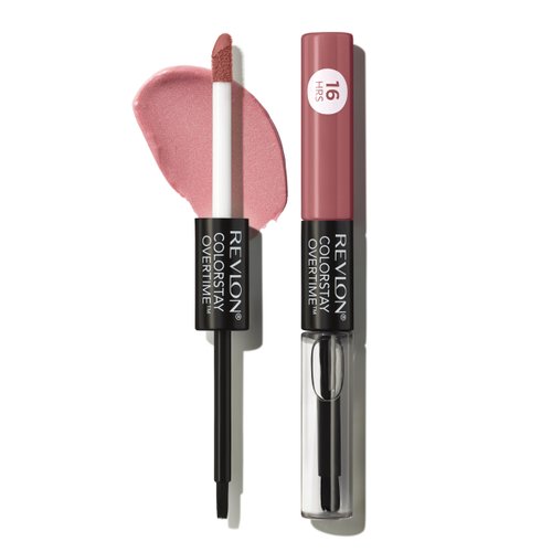 Revlon ColorStay Overtime Liquid Lipstick with Clear Lip Gloss, Lip Makeup Stocking Stuffers for Women, With Vitamin E, 350 Bare Maximum, 0.07 Oz