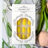 Yellow Press on Nails Medium Coffin Fake Nails with Glue Glossy Stick on Nails Solid Color False Nails with Designs Square Full Cover Acrylic Nails Reusable Artificial Nails for Women and Girls 24PCS