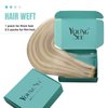 YoungSee Weft Real Human Hair Extensions, Highlight Sew in Real Hair Extensions Warm Ash Blonde Highlights Bleach Blonde Straight Weft Extensions Human Hair Sew in Extensions 14Inch 100G
