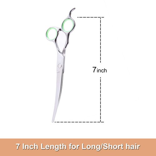 LovinPet Pet Grooming Scissors Professional Dog Cat Grooming Shears with Round Blunt Tip Stainless Steel, Dog Curved Scissors for Grooming Cats Dogs Grooming Tools