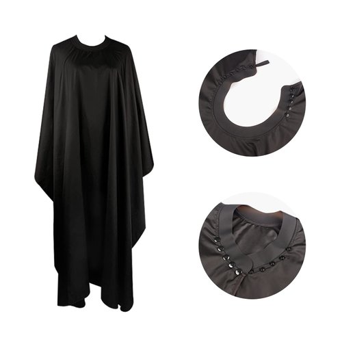 Professional Waterproof Barber Cape with Adjustable Snap Closure, Professional Salon Hair Cutting Cape for Men Women - 55" x 51"(Black)