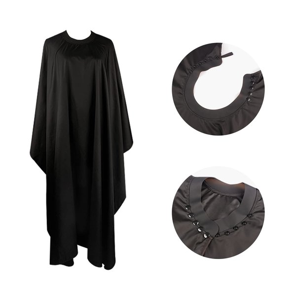 Professional Waterproof Barber Cape with Adjustable Snap Closure, Professional Salon Hair Cutting Cape for Men Women - 55" x 51"(Black)