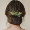 YBSHIN Bride Wedding Rhinestone Hair Comb Gold Leaf Hair Piece Crystal Bridal Hair Accessories for Women