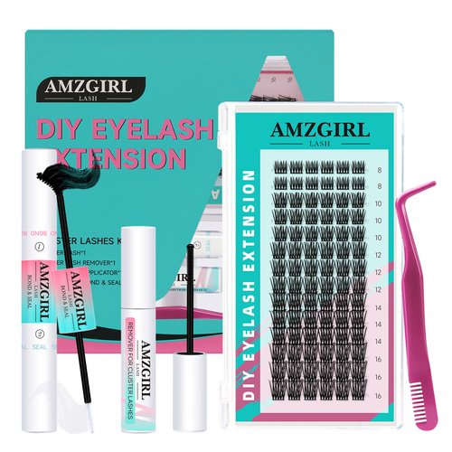 Lash Clusters Kit 84Pcs Eyelash Clusters Extensions Kits With Cluster Lashes,Lash Bond And Seal,Eyelashes Remover,Applicator at Home(Feather5,D-Mix8-16mm kit)