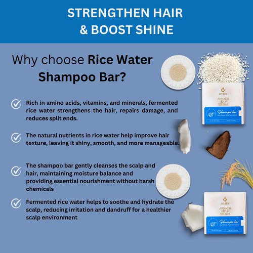 ZENURA Rice Water Shampoo Bar for Hair Growth with Coconut Oil, Solid Bar for Strengthening and Thickening Hair, Natural Ingredients, Eco-Friendly, Vegan, Paraben Sulfate & Cruelty Free - 3.5 oz