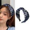 Guqqeuc Knotted Bandana Headband Paisley Boho Hairband for Women Girls Pattern Turban Head Bands for Women Wide Twist Hair Bands for Short Long Hair Accessories, Navy Blue
