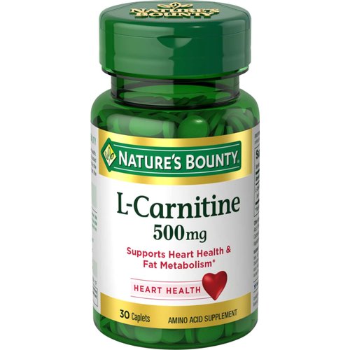 Nature's Bounty L-Carnitine, Supports Heart Health & Fat Metabolism, Amino Acid Supplement, 500 mg, 30 Tablets