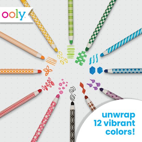 Ooly Color Appeel Crayon Sticks, Set of 12 Peelable Crayons for Kids,Wax Crayons Wrapped in Paper in 12 Unique Colors for Art Projects, Stationery Kits, School Supplies
