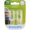 Philips Automotive Lighting 7443 LongerLife Miniature Bulb, 2 Pack, 7443LLB2