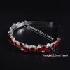 JWICOS Rhinestone Bridal Headband Silver Wedding Tiara for Brides Headpiece Crystal Wedding Hair Accessories for Prom Party (Red)