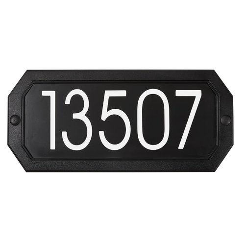 Weatherproof Address Plaque – 3’’ Peel & Stick House Numbers INCLUDED – Maintenance Free Lightweight Sturdy Plastic - Wall Mounted Home Sign - PRO-DF - Made in Canada (Black)