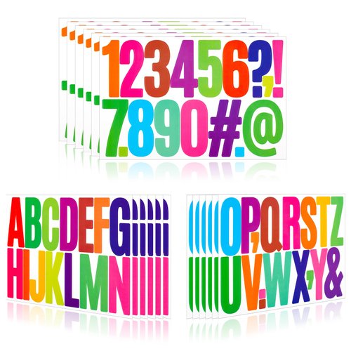 Bulletin Board Letter Stickers Alphabet - 288 Pcs 18 Sheets 3 Inch LLEWYN Self Adhesive Waterproof Vinyl Letter Stickers for Mailbox,Bulletin Board,Window,Door,Sign,Address Number(3 Inch) (Colorful)