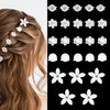 Chanaco 25Pcs Mini Flower Hair Clips Cute Tiny Hair Jewelry Pearl Hair Accessories for Women Non Slip Rhinestone Decorative Hair Clips for Wedding Bridal Small White Hair Barrettes for Girls Gifts