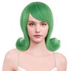IEBIYO Disgust Wig Green Flip Wig 60s Green Bob Wig 50s Costume Wig Green Cosplay Wig with Bangs Heat Resistant Synthetic Hair for Women Girls