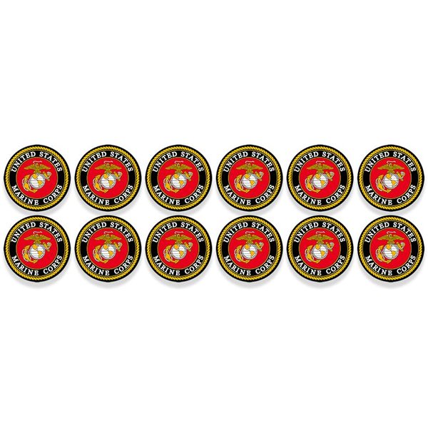 12-Pack Round U.S. Marines Official Logo Stickers (US Corps Anchor Insignia Seal Vinyl Decal for Cell Laptop Water Bottle (1 inch) USMC Licensed