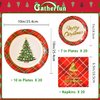 Gatherfun Christmas Party Supplies Christmas Tree Red Plaid Disposable Paper Dinner Plates Dessert Plates and Napkins for Merry Christmas Party, Serve 20