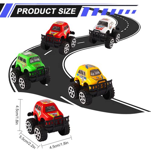 Manmel 12 Pack Pull Back Cars for Kids, Bulk Mini Racing Vehicles Monster Truck Toys Party Favors for Toddlers, Pinata Fillers, Goodie Bag Stuffers, Classroom Prizes for Boys Girls