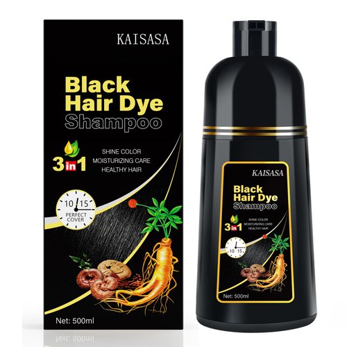 KAISASA Black Hair Dye Shampoo 3 in 1 for Gray Coverag Color Shampoo for Women/Men Instant Herbal...