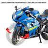 MSZ 1/12 Compatible for Suzuki GSX-R1000 Motorcycle Toy,Collector Motorcycle Modle with Display Stand,Toy Motorcycles for 3-9 Year Old Boys Blue