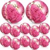Lewtemi 12 Pcs 24 Inch 16 Inch Inflatable Glitter Beach Balls Clear Confetti Swimming Balls Jumbo Pool Balls for Outdoor(Pink)