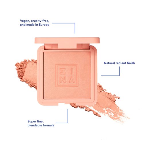 3INA The Blush 310 - Natural, Light Mineral Powder Blush For Sensitive Skin - Blendable, Buildable Rouge To Give Skin A Pigmented, Dewy Glow - Vegan, Cruelty Free, Eco Friendly Blush Makeup - 0.26 Oz