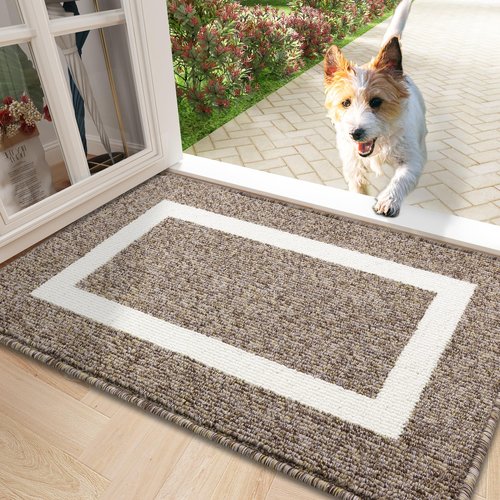 OLANLY Indoor Door Mat, 36x24, Non-Slip Absorbent Resist Dirt Entrance Mat, Washable Low-Profile Inside Entry Doormats for Entryway, Brown
