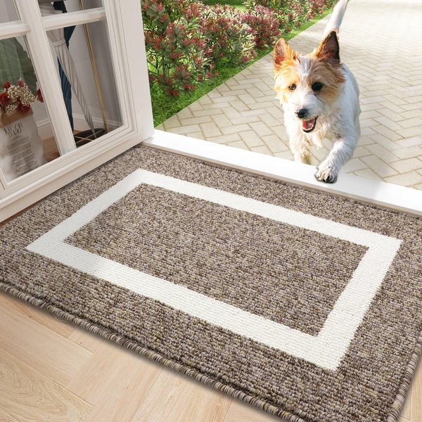 OLANLY Indoor Door Mat, 36x24, Non-Slip Absorbent Resist Dirt Entrance Mat, Washable Low-Profile Inside Entry Doormats for Entryway, Brown