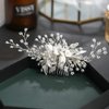 Handmade Silver Bridal Hair Comb Clip Flower Bride Wedding Bridesmaids Hair Vine Crystal Hair Accessories for Brides Headpieces