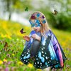 Sunlisky Kids Butterfly Wings Costume for Girls Fairy-Wings Mask Party Favors Gifts (Blue Red Sets)