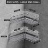 Nieifi Adhesive Corner Shower Caddy Shelf Basket Rack with Hooks, Rust Proof Stainless Steel Bathroom Shelf Shampoo Holder No Drilling 2 Pack