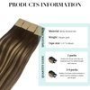DOORES Human Hair Extensions Tape in Balayage Chocolate Brown to Honey Blonde 14 Inch 20pcs 50g Remy Tape in Hair Extensions Straight Seamless Skin Weft Tape Hair Extensions