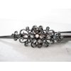 Dark silver alligator hair claw clips with flowers and crystals (Primary color: Gray)